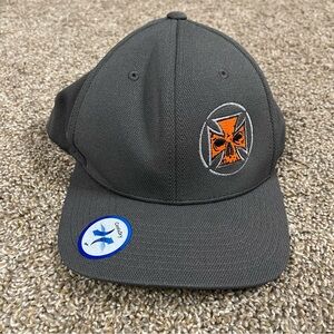 Demons Behind Me "Never Fade" Charcoal Grey Flexfit Hat Skull Maltese Cross Logo